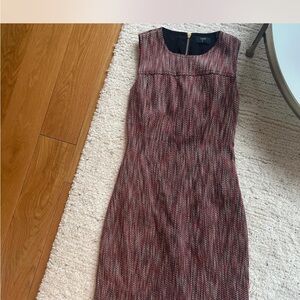 Elie Tahari Red and Black Textured Midi Dress